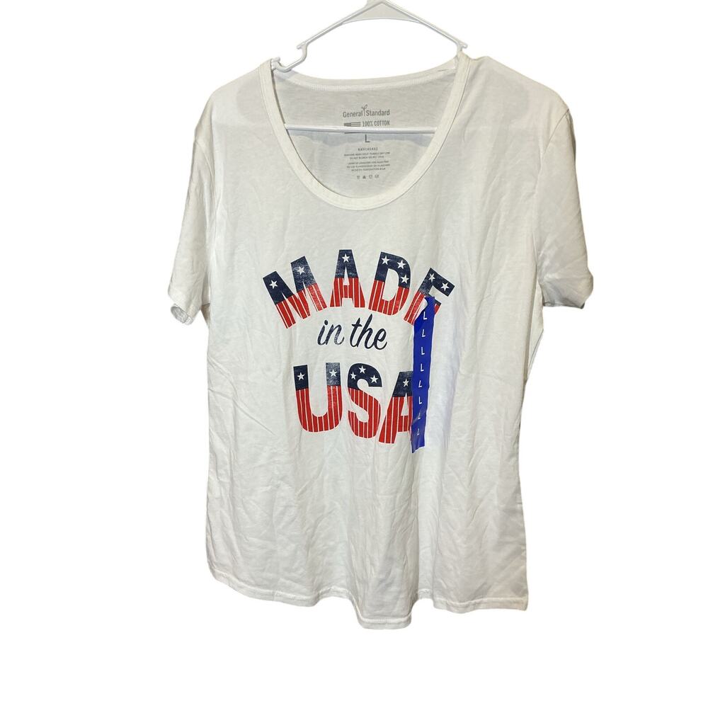 General Standard Made In The USA White Short Sleeve Shirt Size L
